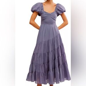 Sundrenched Short Sleeve Maxi Dress / Blue Granite